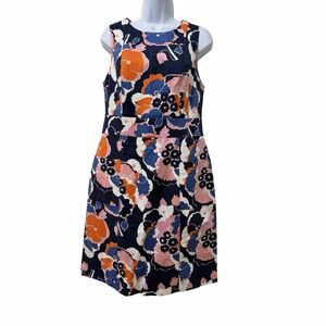 Boden Floral Retro Pocket Mini Dress Size 8 LONG Navy Fitted Career Office NEW